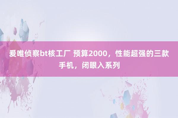爰唯侦察bt核工厂 预算2000,性能超强的三款手机,闭眼入系列
