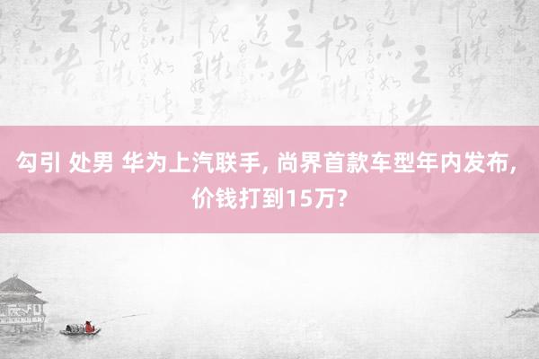 勾引 处男 华为上汽联手， 尚界首款车型年内发布， 价钱打到15万?
