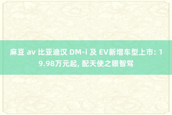 麻豆 av 比亚迪汉 DM-i 及 EV新增车型上市: 19.98万元起， 配天使之眼智驾