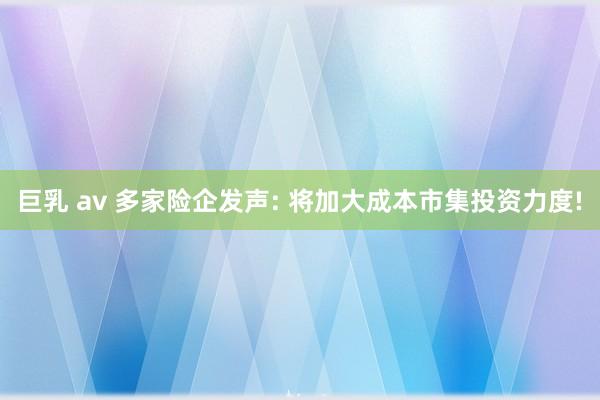 巨乳 av 多家险企发声: 将加大成本市集投资力度!